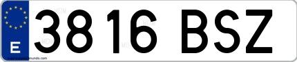 Ejemplo de matrícula española 3816 BSZ