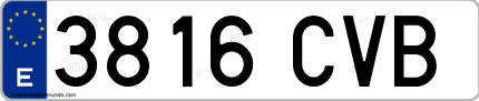 Ejemplo de matrícula de coche ordinaria 3816 CVB
