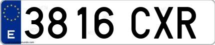 Ejemplo de matrícula española 3816 CXR