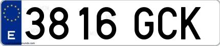 Ejemplo de matrícula española 3816 GCK