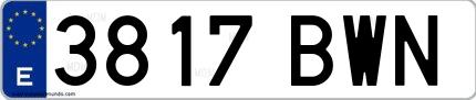 Ejemplo de matrícula española 3817 BWN