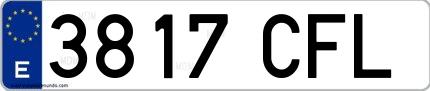 Ejemplo de matrícula española 3817 CFL