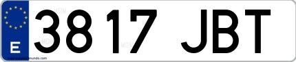 Ejemplo de matrícula española 3817 JBT
