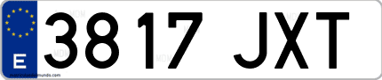Ejemplo de matrícula de coche ordinaria 3817 JXT