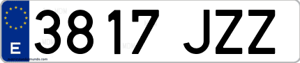 Ejemplo de matrícula de coche ordinaria 3817 JZZ