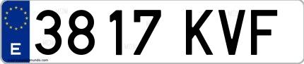 Ejemplo de matrícula española 3817 KVF