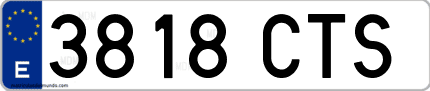 Ejemplo de matrícula de coche ordinaria 3818 CTS