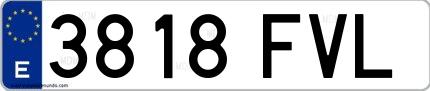 Ejemplo de matrícula española 3818 FVL