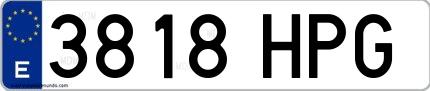 Ejemplo de matrícula española 3818 HPG