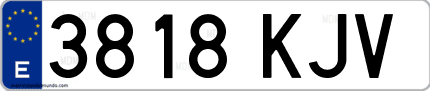 Ejemplo de matrícula de coche ordinaria 3818 KJV
