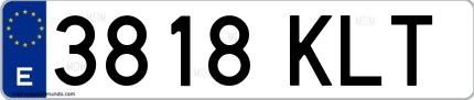 Ejemplo de matrícula española 3818 KLT