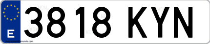 Ejemplo de matrícula de coche ordinaria 3818 KYN