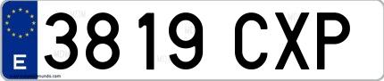 Ejemplo de matrícula española 3819 CXP
