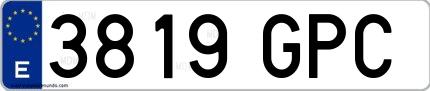 Ejemplo de matrícula española 3819 GPC