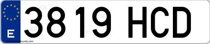 Ejemplo de matrícula española 3819 HCD