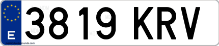 Ejemplo de matrícula de coche ordinaria 3819 KRV