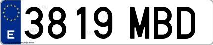 Ejemplo de matrícula española 3819 MBD