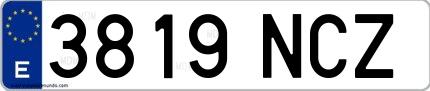 Ejemplo de matrícula española 3819 NCZ