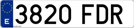 Ejemplo de matrícula española 3820 FDR