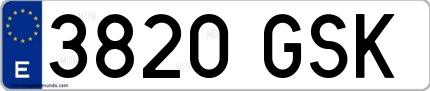 Ejemplo de matrícula española 3820 GSK