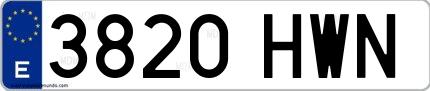 Ejemplo de matrícula española 3820 HWN