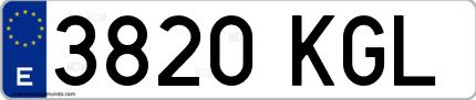 Ejemplo de matrícula de coche ordinaria 3820 KGL
