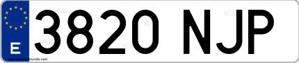 Ejemplo de matrícula española 3820 NJP