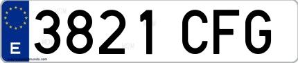 Ejemplo de matrícula española 3821 CFG