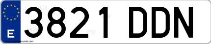 Ejemplo de matrícula española 3821 DDN