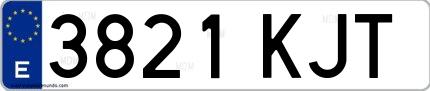 Ejemplo de matrícula española 3821 KJT