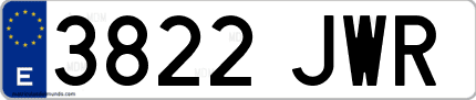 Ejemplo de matrícula de coche ordinaria 3822 JWR