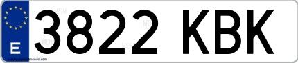 Ejemplo de matrícula española 3822 KBK