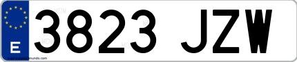 Ejemplo de matrícula española 3823 JZW