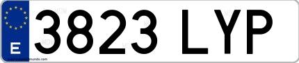 Ejemplo de matrícula española 3823 LYP
