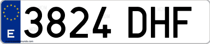 Ejemplo de matrícula de coche ordinaria 3824 DHF