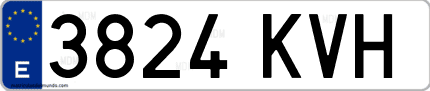Ejemplo de matrícula de coche ordinaria 3824 KVH