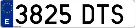 Ejemplo de matrícula española 3825 DTS