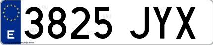 Ejemplo de matrícula española 3825 JYX