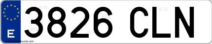 Ejemplo de matrícula española 3826 CLN