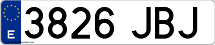 Ejemplo de matrícula de coche ordinaria 3826 JBJ