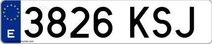 Ejemplo de matrícula española 3826 KSJ