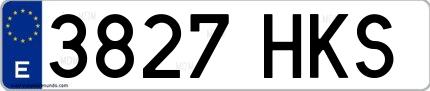Ejemplo de matrícula española 3827 HKS