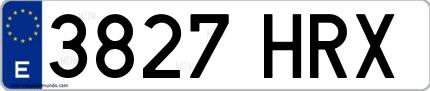 Ejemplo de matrícula española 3827 HRX