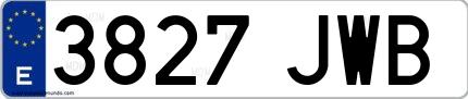 Ejemplo de matrícula española 3827 JWB