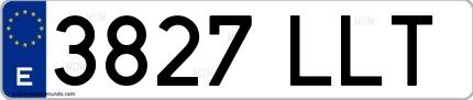 Ejemplo de matrícula española 3827 LLT