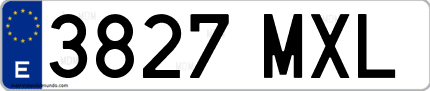 Ejemplo de matrícula de coche ordinaria 3827 MXL