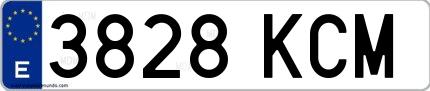 Ejemplo de matrícula española 3828 KCM