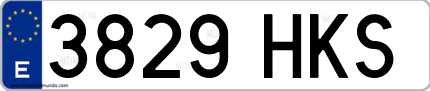 Ejemplo de matrícula de coche ordinaria 3829 HKS