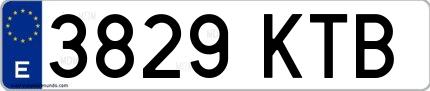 Ejemplo de matrícula española 3829 KTB