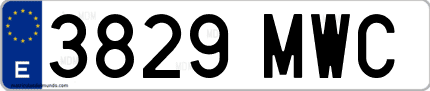 Ejemplo de matrícula de coche ordinaria 3829 MWC